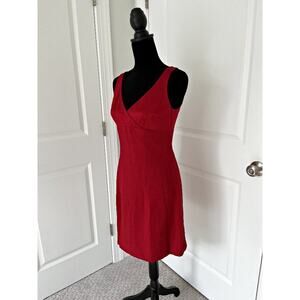 Vintage Nanette Lepore Red Satin Mini V-neck Dress